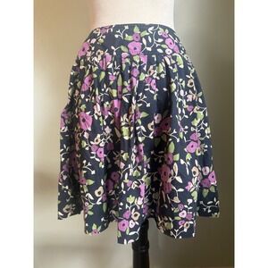 Ann Taylor LOFT Floral Pleated Mini Skirt Purple Green Pockets y2k boho whimsi 8